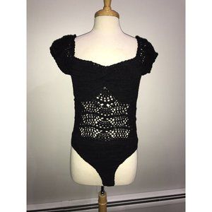 NWT Free People Bali Black Crochet Bodysuit Size Medium Z519-7